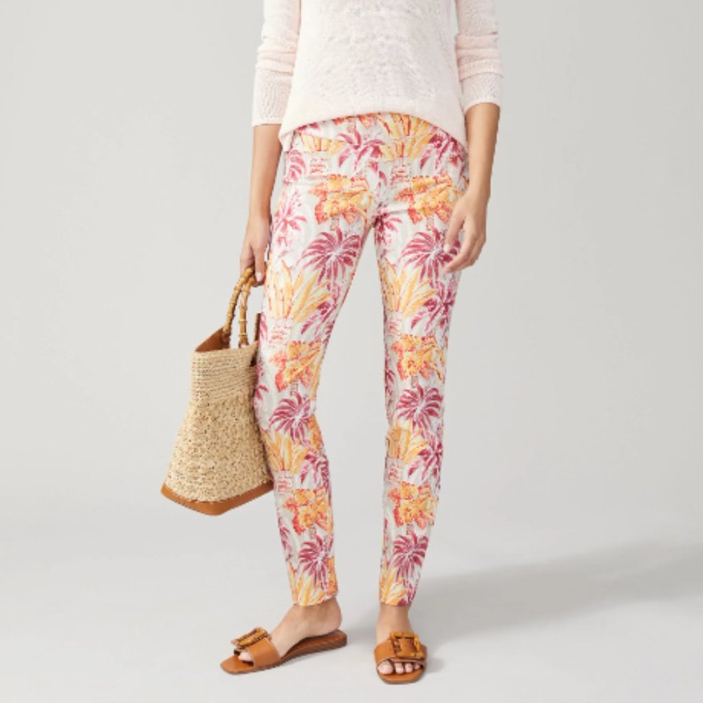 NWT J.Mclaughlin Masie Pants in Palm Fig, Pink & White | size 2